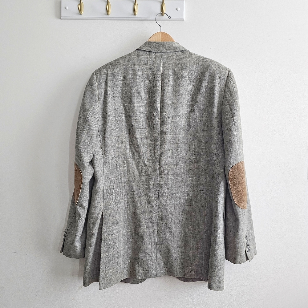 Vintage Jack Victor Gray Plaid Wool Sport Coat Blazer Suede Elbow Patches Canada